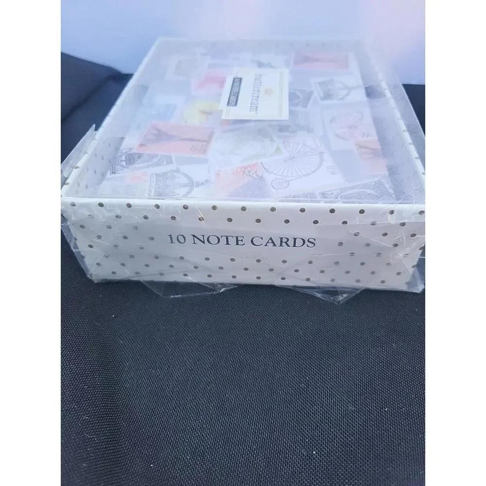 Buttercream 10 Note Cards Paris French Posatge Merci Bonjour NEW With Envelopes